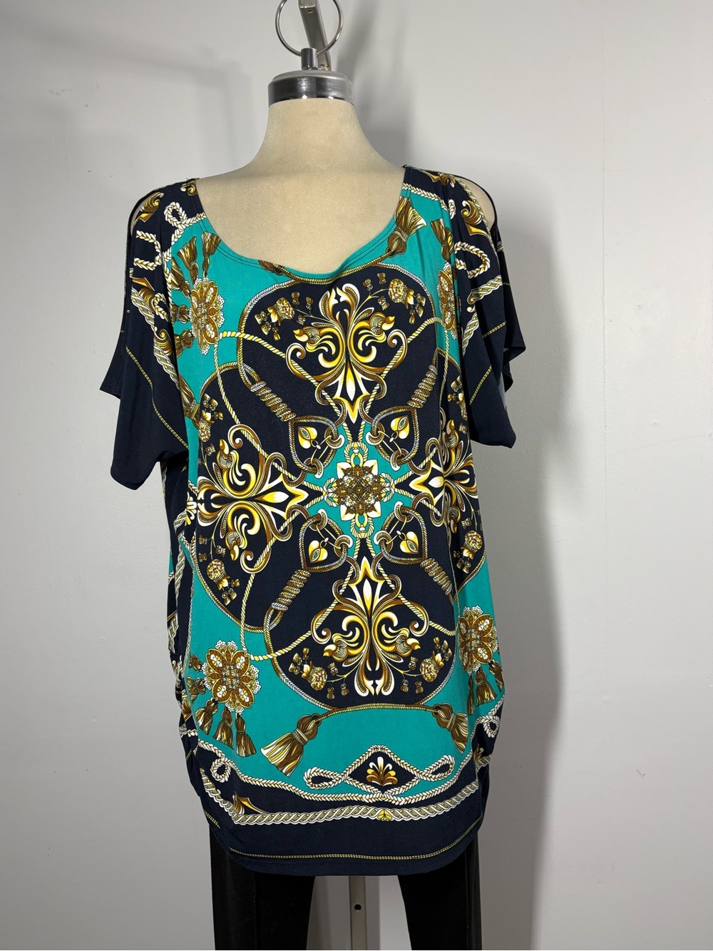 George Teal, Black & Gold Printed Short Sleeve Tunic